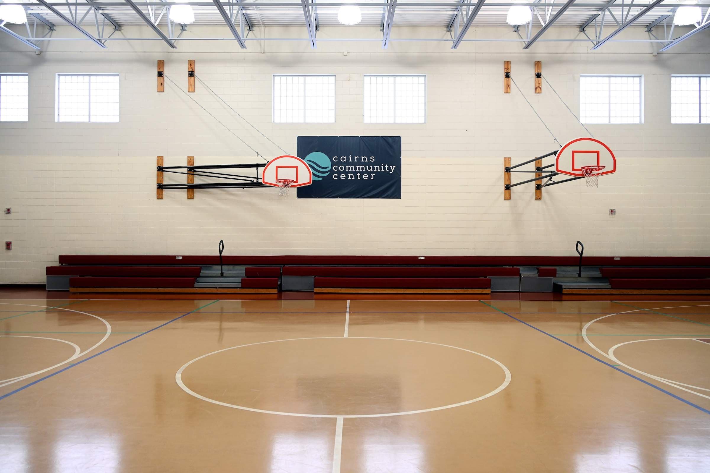 Basketball courts in the Cairns Community Center gym